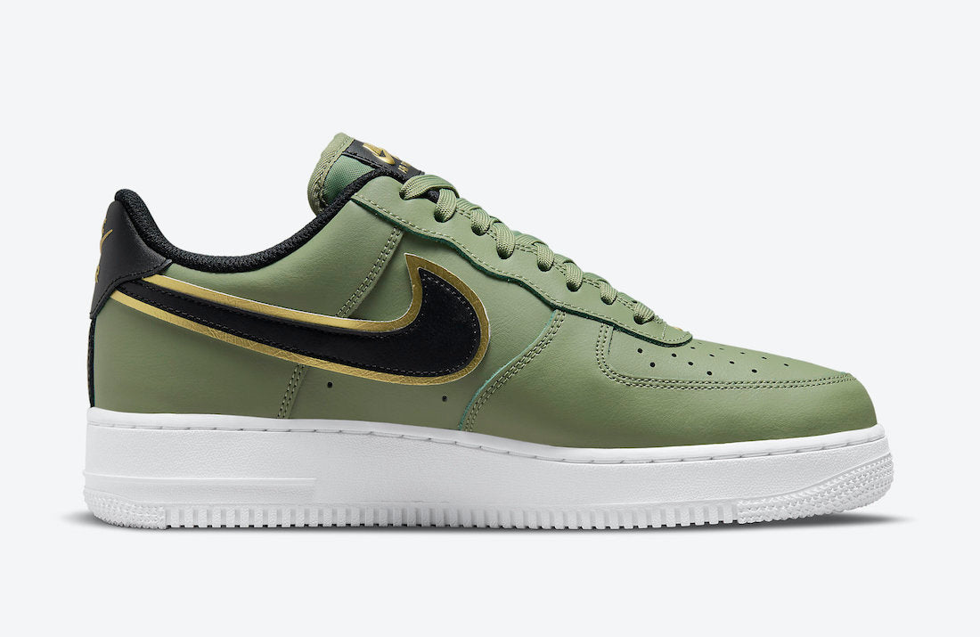 THE DOUBLE SWOOSH NIKE AIR FORCE 1 LOW APPEARS IN OLIVE